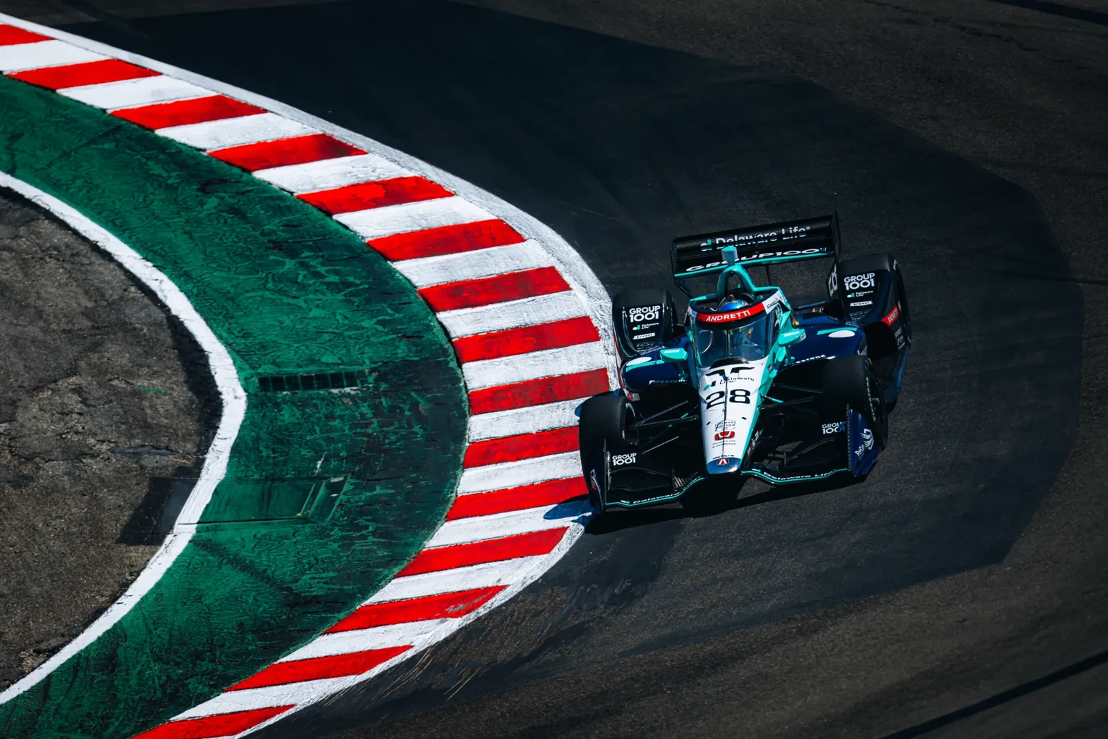 A racing car in the pit lane