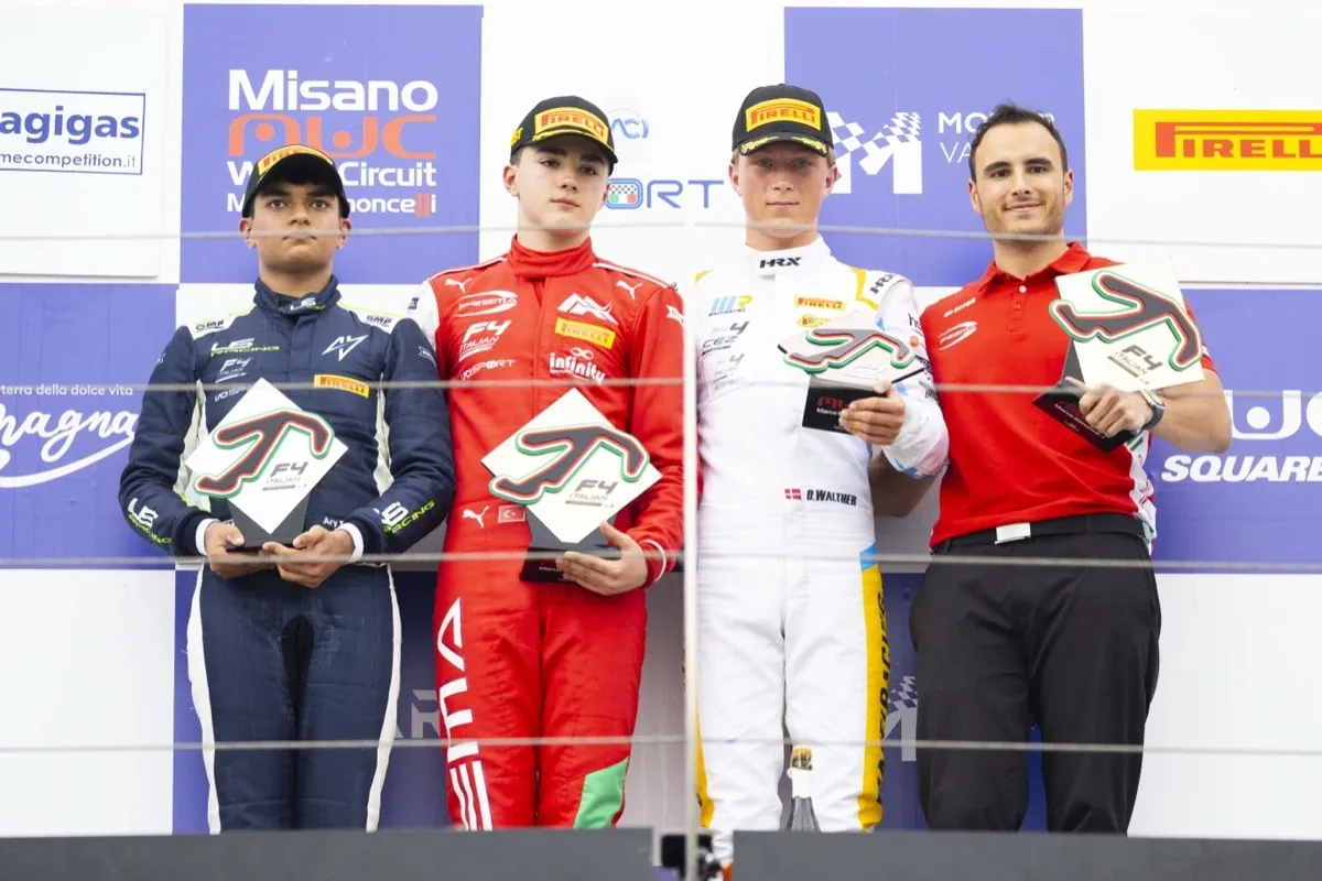 PREMA driver and team representative on the Misano Formula 4 podium